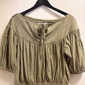 We The Free Sage Green Off-Shoulder Blouse